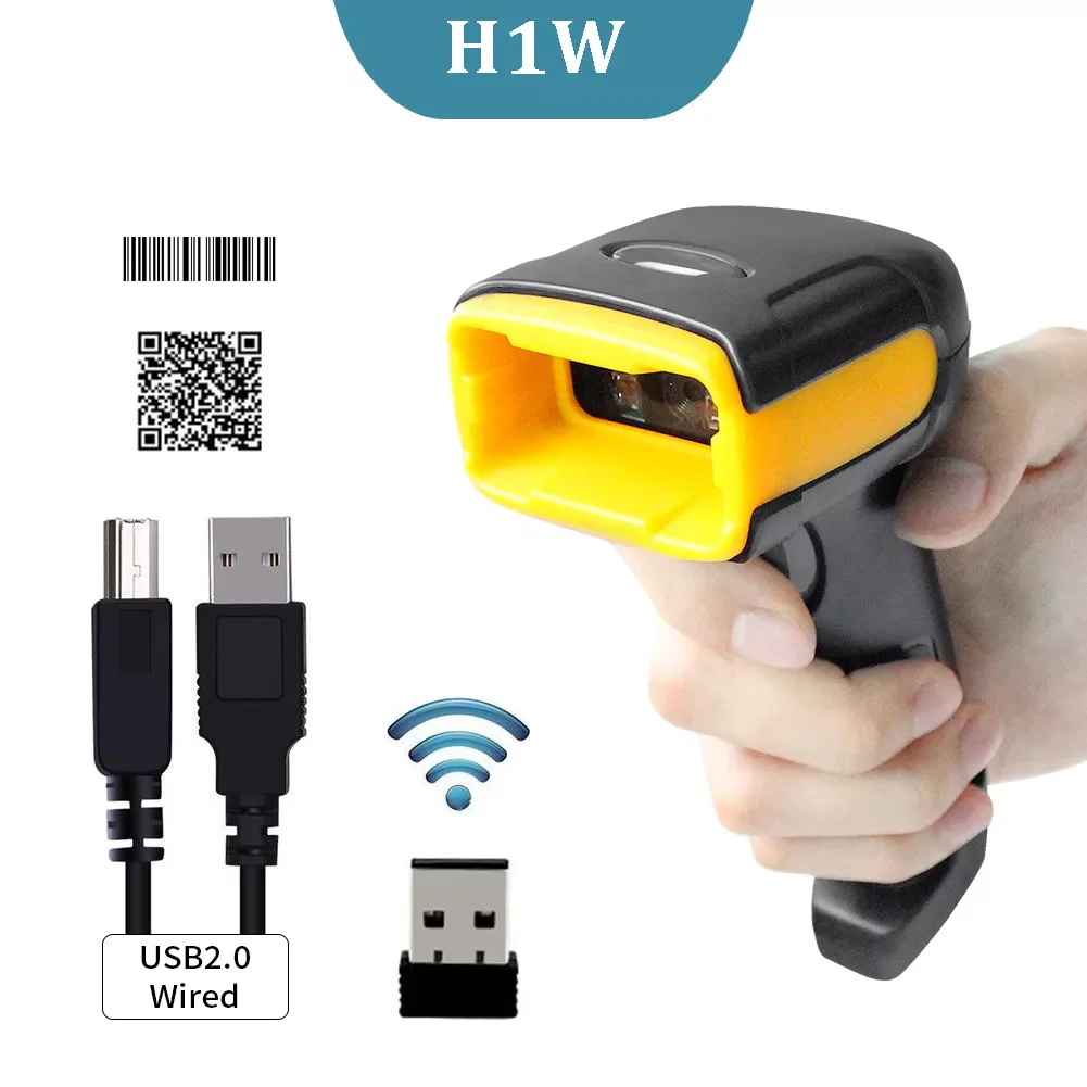 

NEW2023 H1W Handheld 2D Wireless Barcode Scanner And H2WB Bluetooth 1D/2D QR Code Wired Reader for IOS Android Ipad Computer