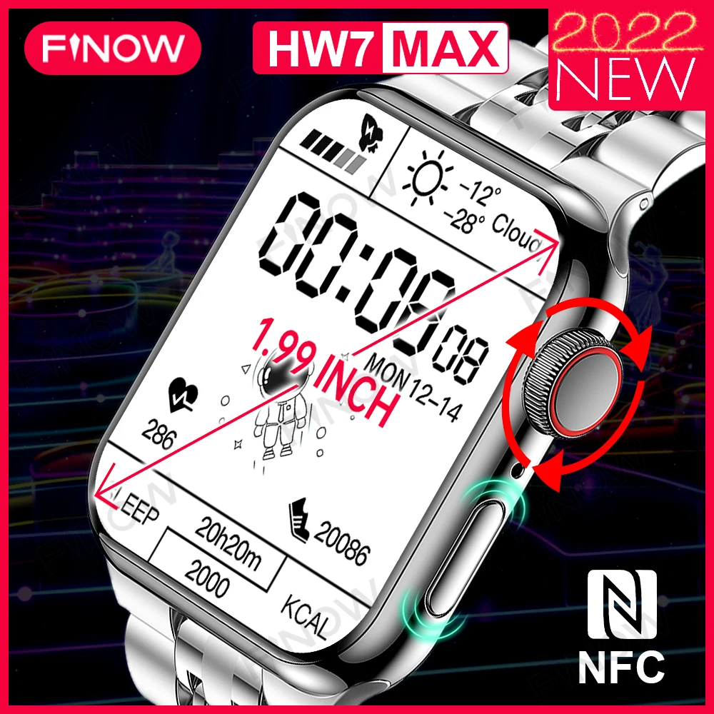 Мужские Смарт-часы Finow HW7 MAX умные часы из нержавеющей стали с экраном 1 99 дюйма