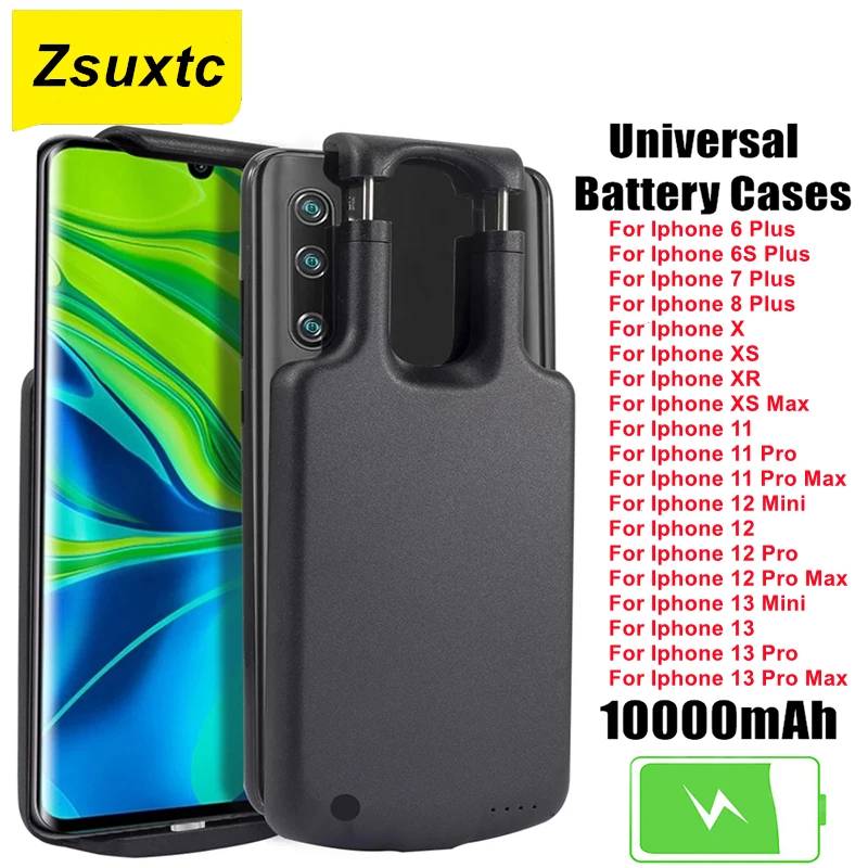 

10000Mah Power Case For iphone 13 Mini 12 Pro Max 6 6S 7 8 Plus X XR XS Max 11 Pro Max Battery Charger Case Universal Portable