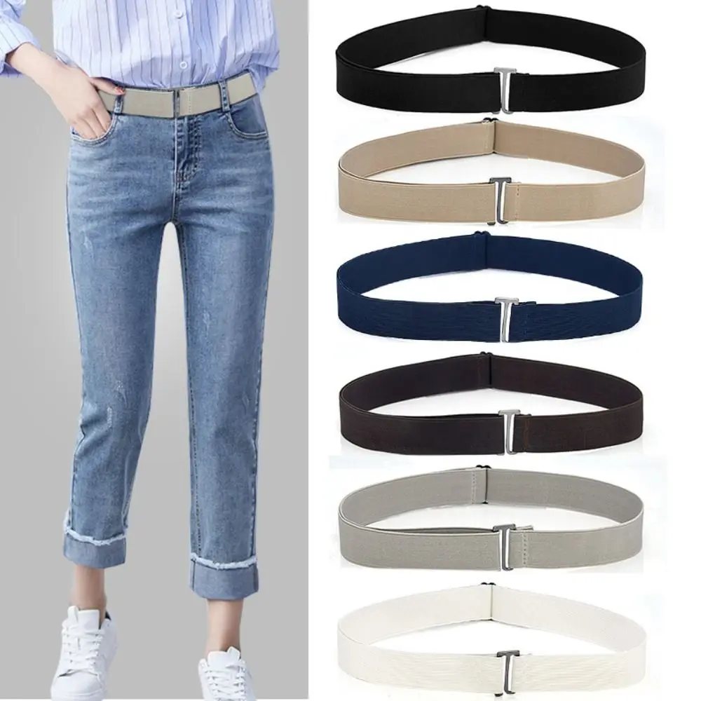

All-match Elastic Stretch Flat Buckle Waistband Slim Elastic Band Ladies Dress Cummerbund Adjustable Thin Waist Belt
