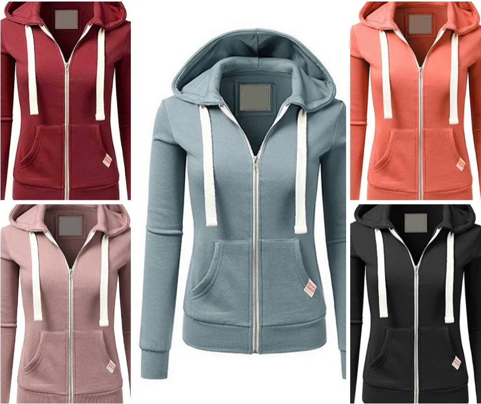 

New Women's Personalized Sports Cardigan Zip Hooded Sweater Jacket