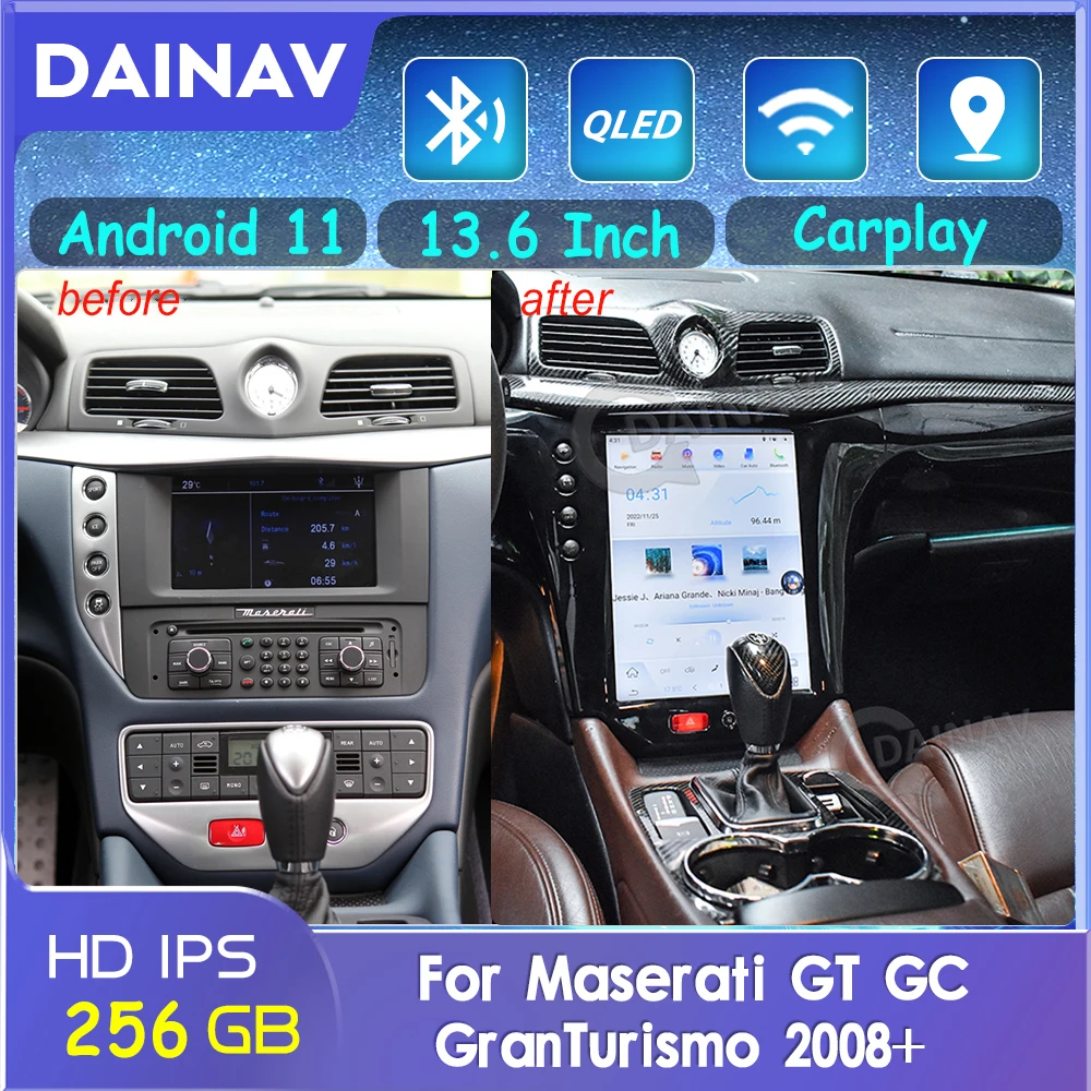

Автомобильная Мультимедийная магнитола на Android, 13,6 дюйма, Авторадио для Maserati granтуризм GT GC 2007-2017, GPS, Carplay, радио с головным устройством