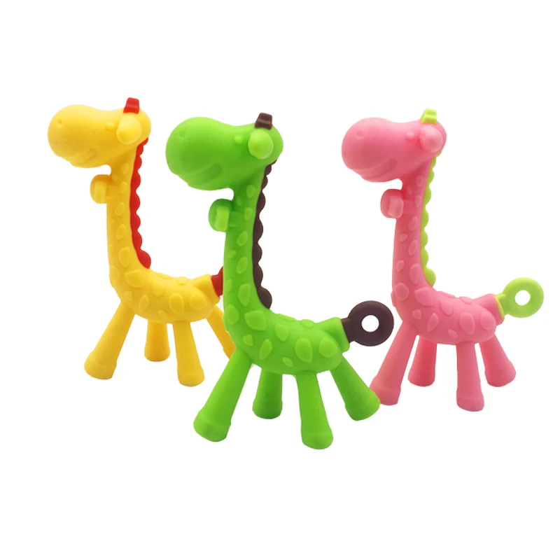 

Cute Cartoon Giraffe Shape Baby Teether Silicone BPA Free Safe Infant Teething Toys New Necklace Hanging Toys For Baby Activity