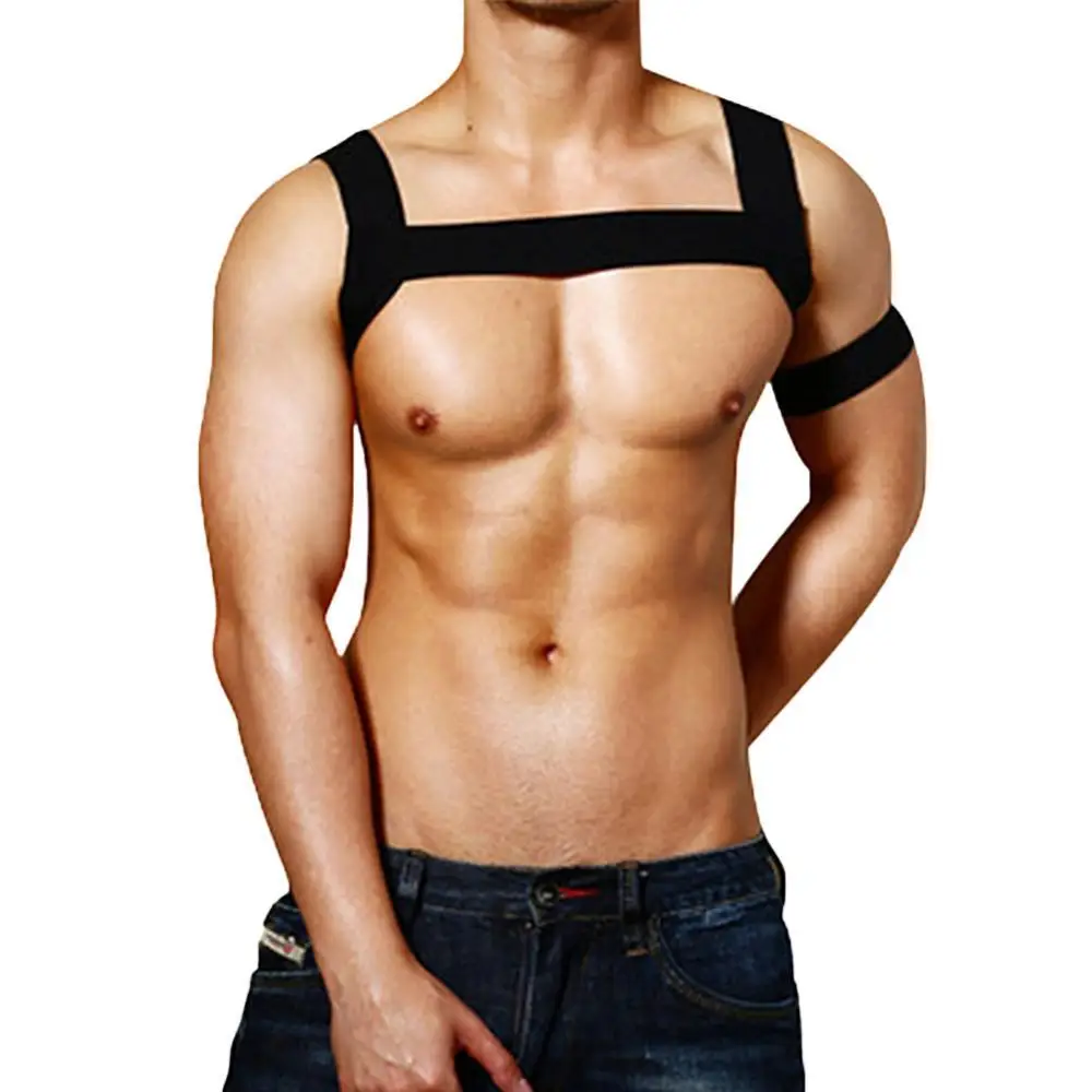 

Sexy Nylon Body Chest Harness Men Elastic Shoulder harness Strap Stage Costume Clubwear Bondage Clothes Men drop shipping 2020
