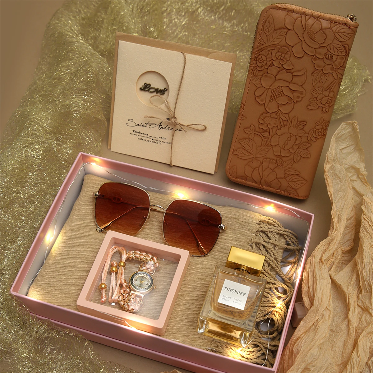 7 шт. женские кварцевые часы с шарфом для духов и солнцезащитных очков