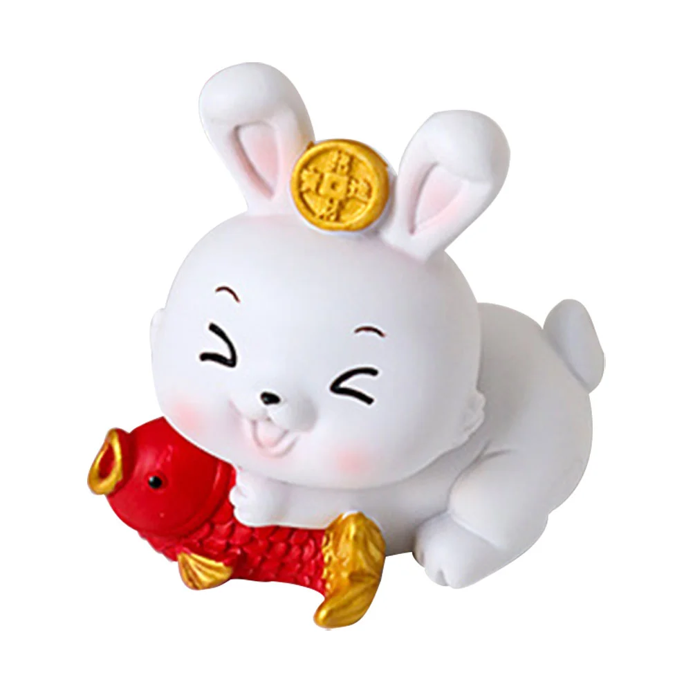 

Rabbit Bunny Figurine Decor Miniature Zodiac Statue Year Figurines Resin Desktop Animalnew Decoration Chinese Figure Tiny