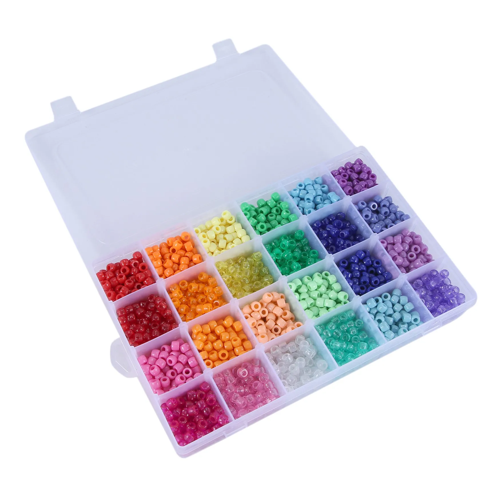 

2880 Large Hole Beads Rainbow Plastic Beads 6 x 9 mm 24 Colors 4 Styles Round Bead Sets Suitable for DIY Jewellery Making