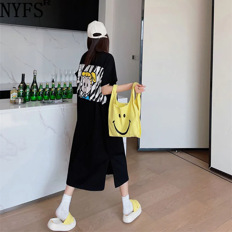 

Женское платье с коротким рукавом NYFS, длинное Хлопковое платье составного кроя с принтом зебры, летний сезон 2022