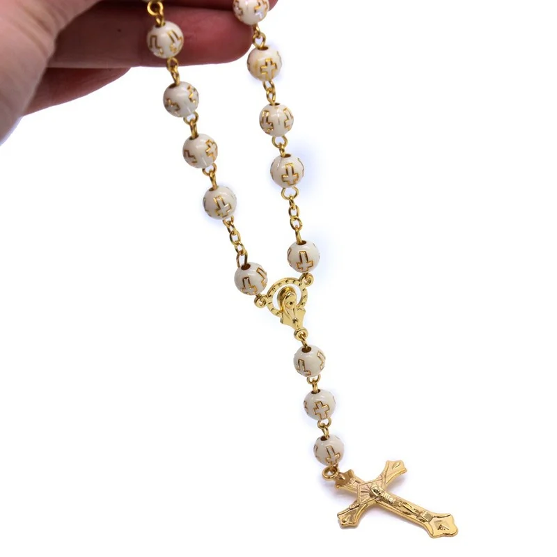 

Новый религия католический Христос крест подвеска браслет для женщин мужчин каучук металлические четки браслет Религиозные ювелирные изделия