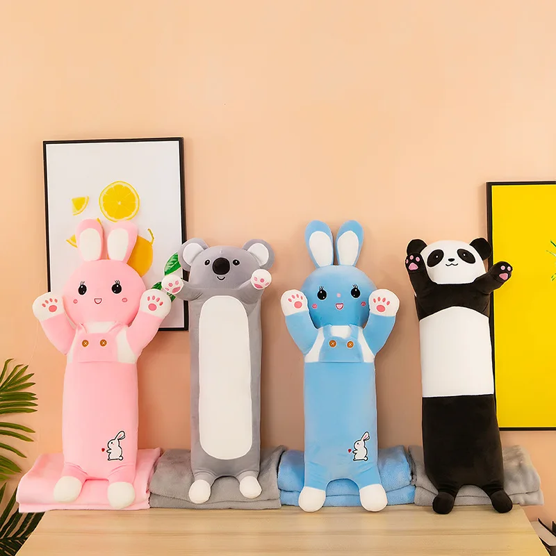 

Zqswkl 70-80cm summer new strip doll air conditioner by rabbit panda plush toy nap blanket girls gifts pillow hugs