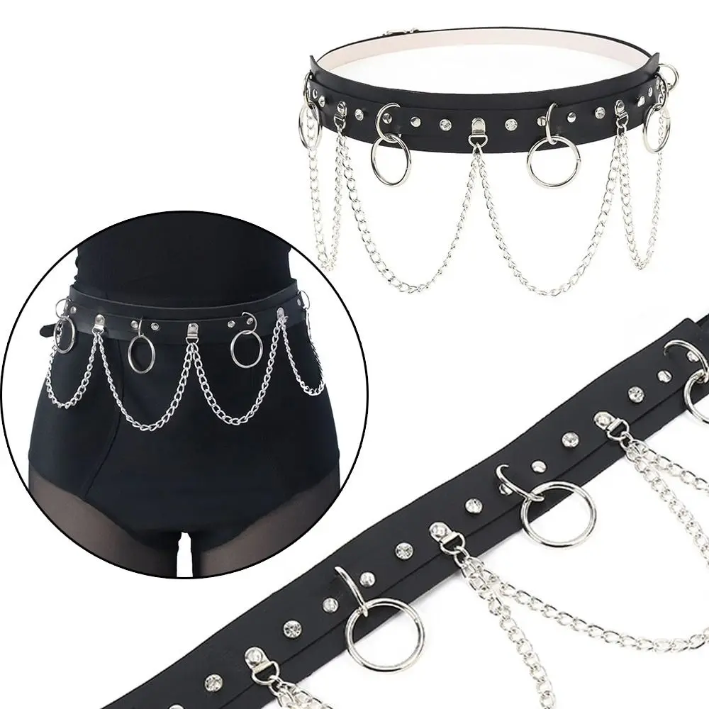 

Fashion Body Harness Hiphop Women Girls Waist Chain Adjustable Strap Punk Waistband Gothic Leather Belt