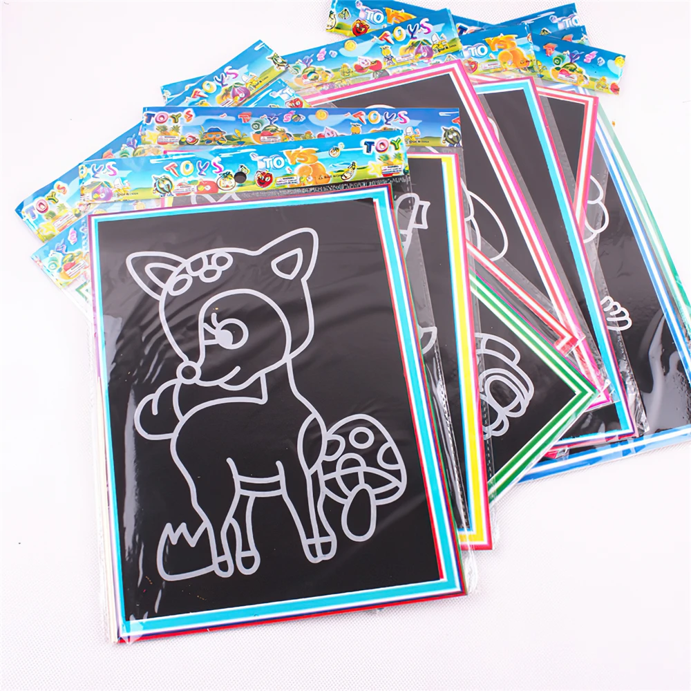 20pcs/Set Drawing Board Creative Cards Stickers Magic Scratch Art Child Painting Learning Education Toy Coloring Books For Kids |