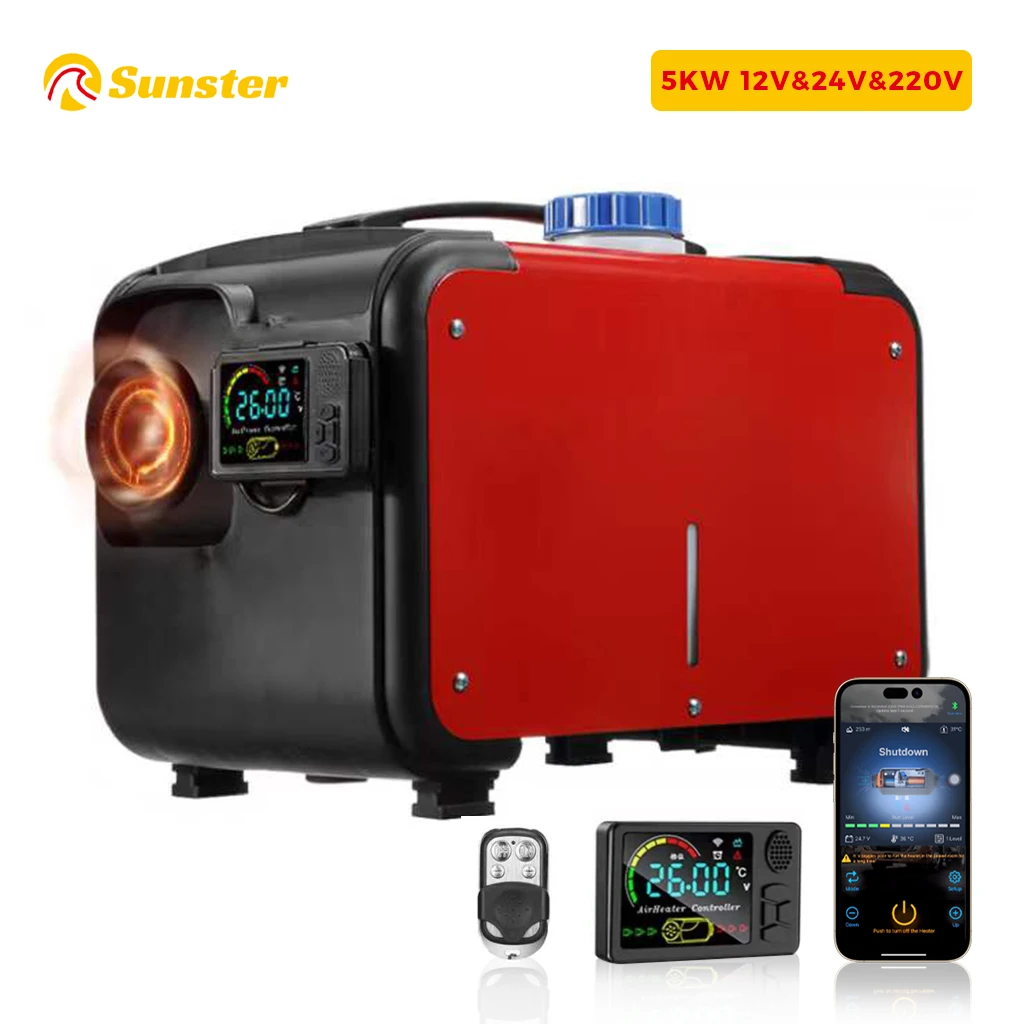 5 кВт, 12 В/24 В/220 В, Bluetooth, управление через приложение, парковочный дизельный Обогреватель, глушитель для домов на колесах, трейлеров, грузовиков, лодок