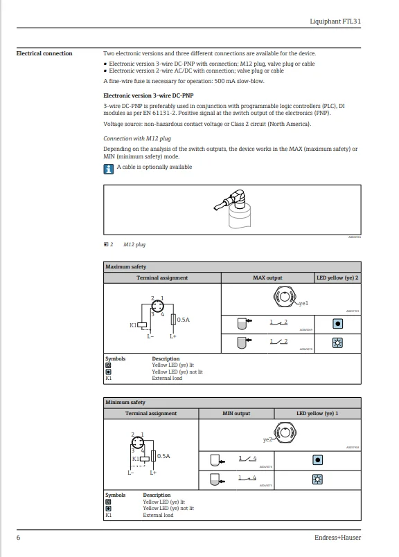 Endress + Hauser FTL31 series, датчик уровня вибрации, жидкий выход PNP (art.: 3920ca0f77909) - 3920ca0f77909