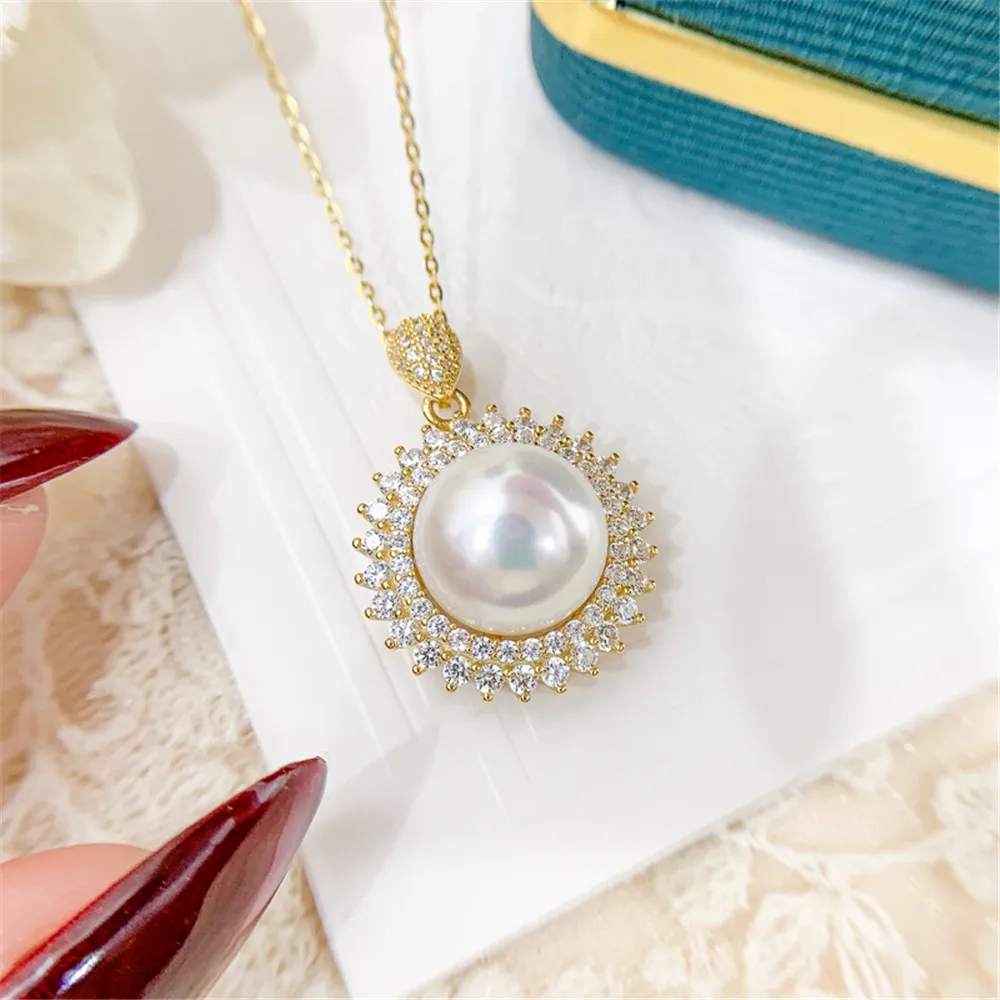 S925 Sterling Silver Pearl Pendant Settings Blank/Base For DIY Pendant Jewelry Making Accessories Suitable for 11-12mm Bead