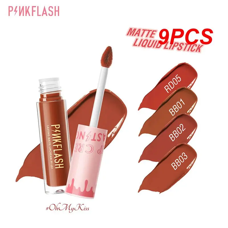 

9 шт., водостойкая Матовая жидкая помада, профессиональный высококачественный стойкий блеск для губ, Косметика для макияжа женских губ