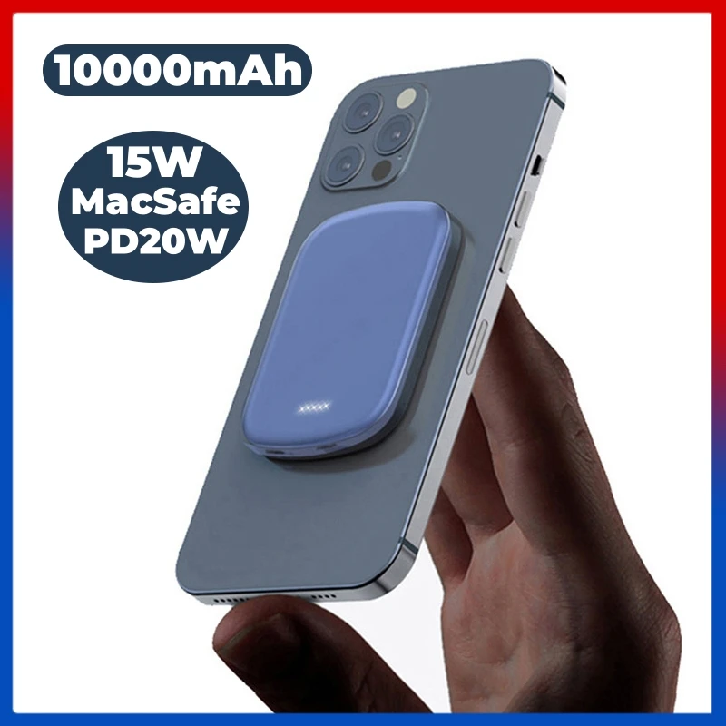 

10000mAh Macsafe Powerbank 15W Magnetic Wireless Fast Charger For iPhone 12 13 14 15 Portable Power Banks External Battery Pack