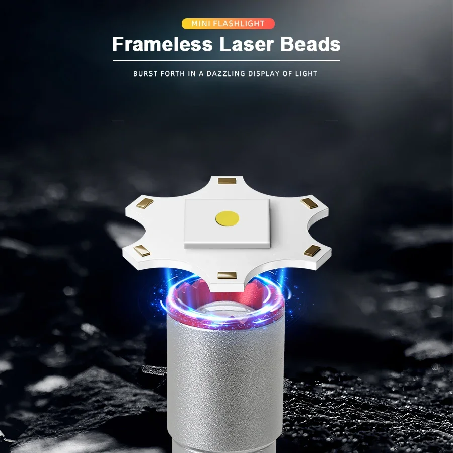 1000LM мини портативный светодиодный фонарик USB перезаряжаемый с ожерельем брелок