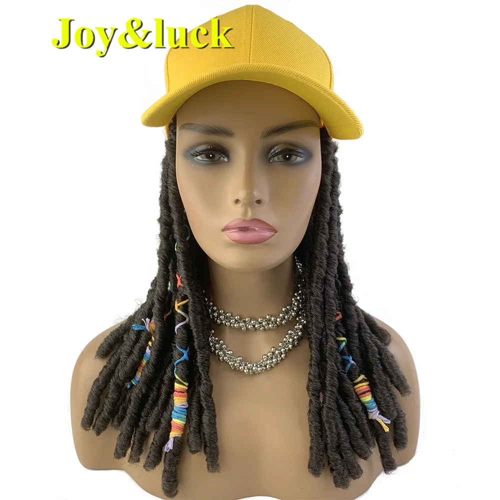 Synthetic Yellow Hat Hair Wig  Dread Lock Wig With Cap For Women Daily Use Good Quality Fashion Recreational Baseball Hat Hair