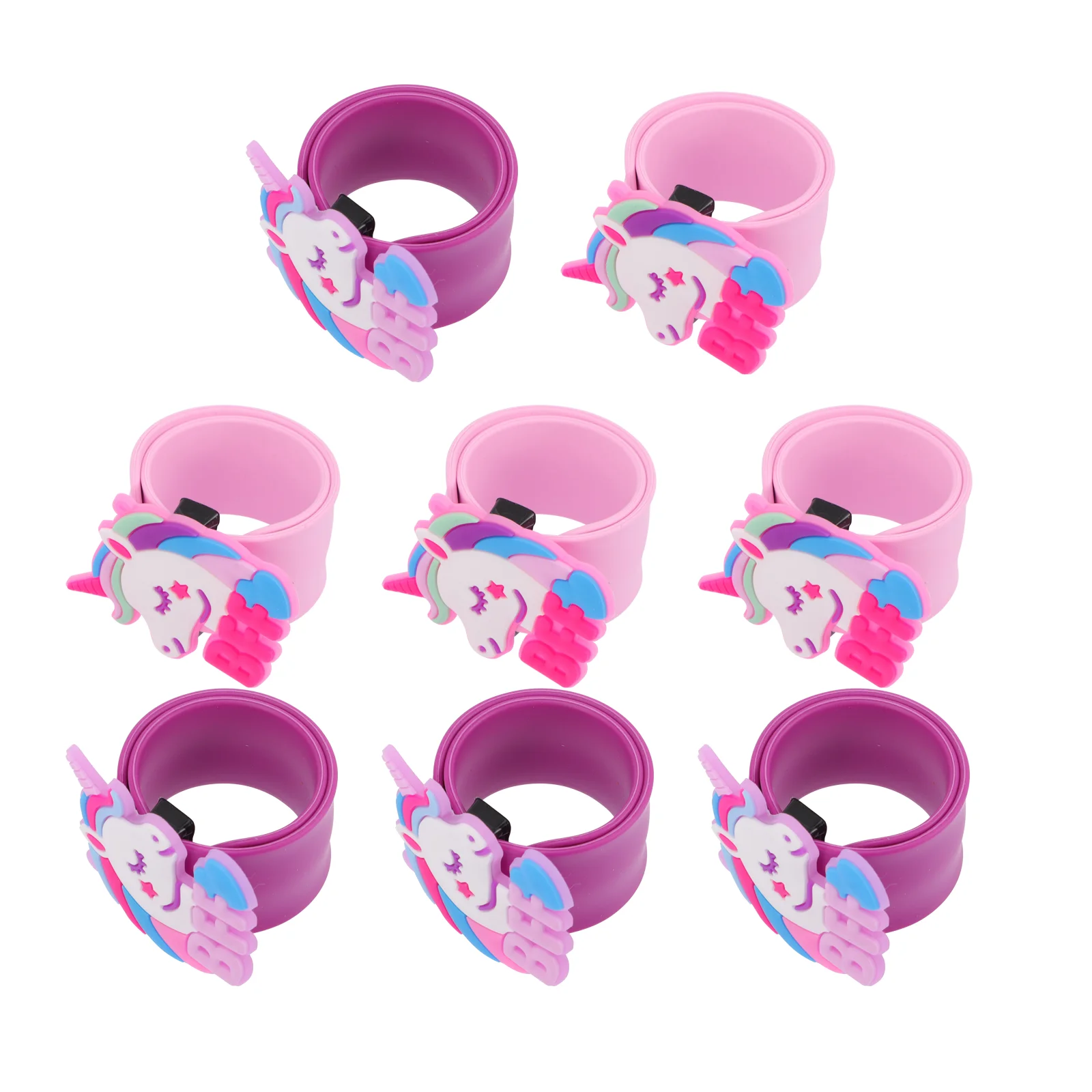 

8Pcs Kids Slap Bracelets Silicone BBF Snap Band Friendship Wristband Wrap Snap Bangle Gift Favors Holiday Festive Party