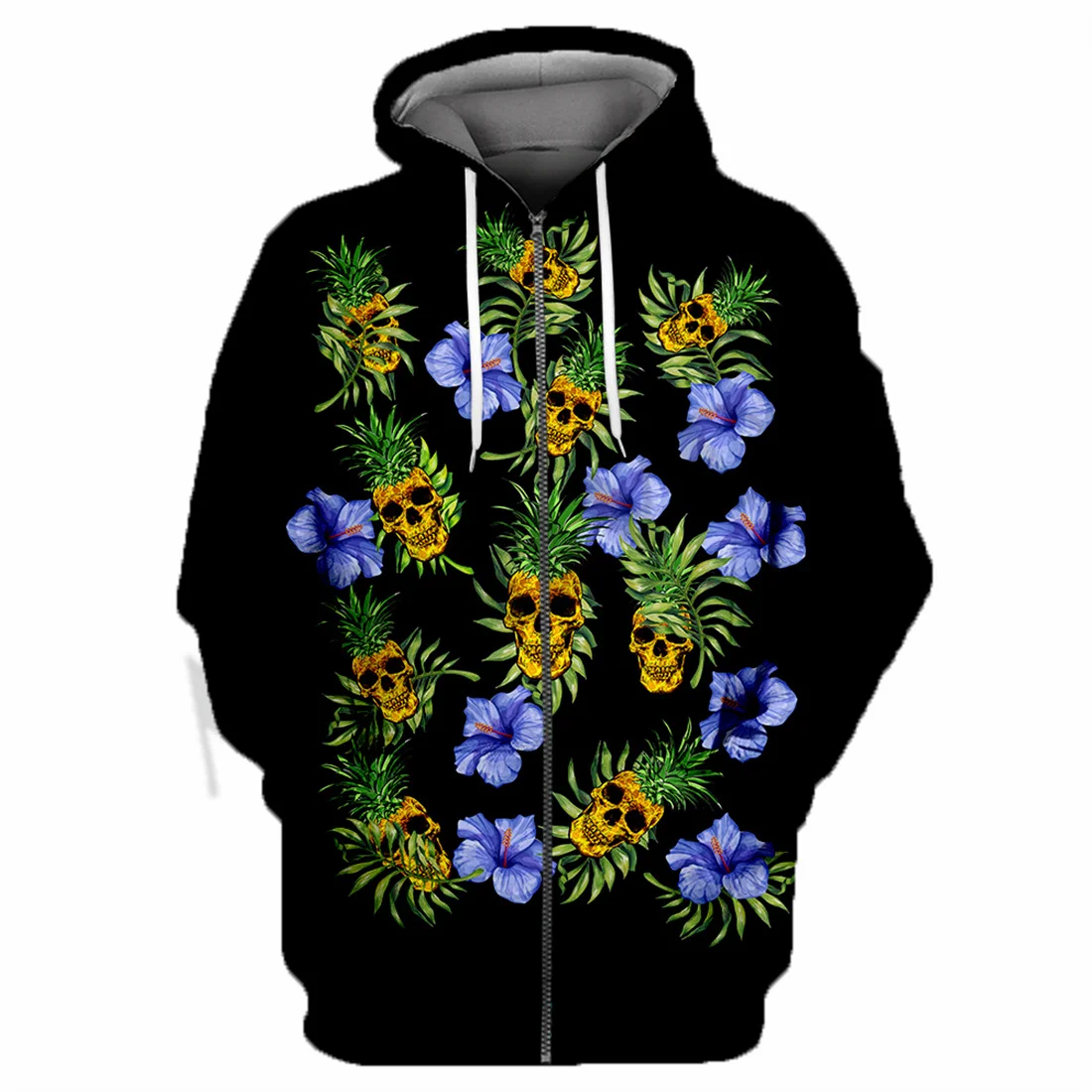 

Pineapple Skull Morning Glory 3D All Over Printed Full Body Men Jacket Harajuku Hooded Unisex Casual Street Sweatshirt Hombre