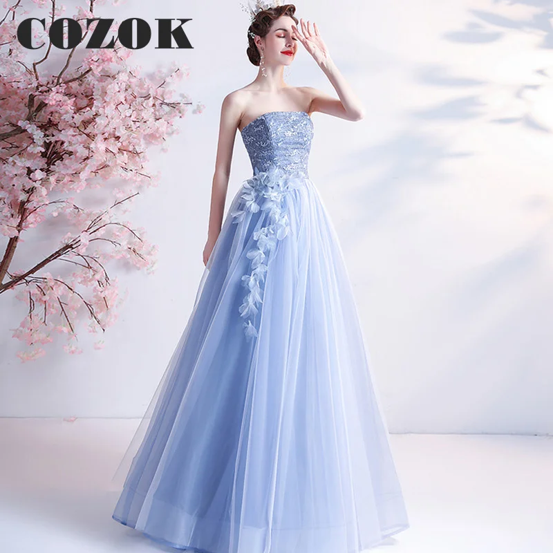 Женское вечернее платье с открытой спиной Тюлевое без бретелек элегантное