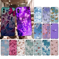 fhnblj glitter butterfly phone case for iphone 11 12 pro xs max 8 7 6 6s plus x 5s se 2020 xr cover