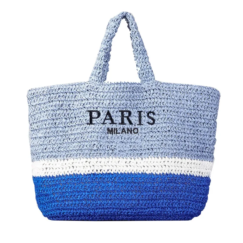 

Large Capacity Straw Woven Handbag Fashion Blue Tote Bag Straw Women Bag Shoulder Bag
