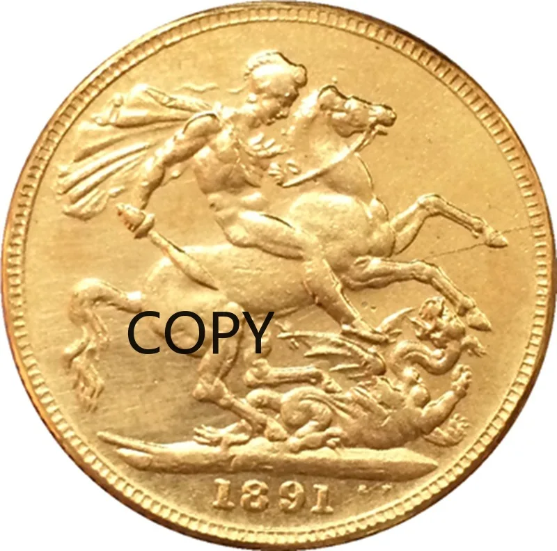 

Коллекционная фотокопия 1891 британская монета с золотым покрытием
