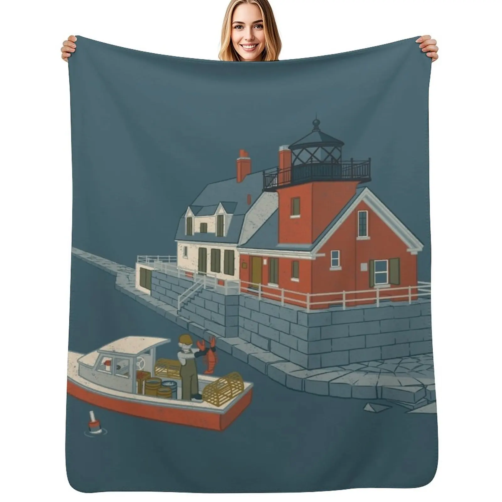Фото Плед Rockland Breakwater Light из фланелевой ткани для кемпинга, для дивана, модные пледы для сна. №1