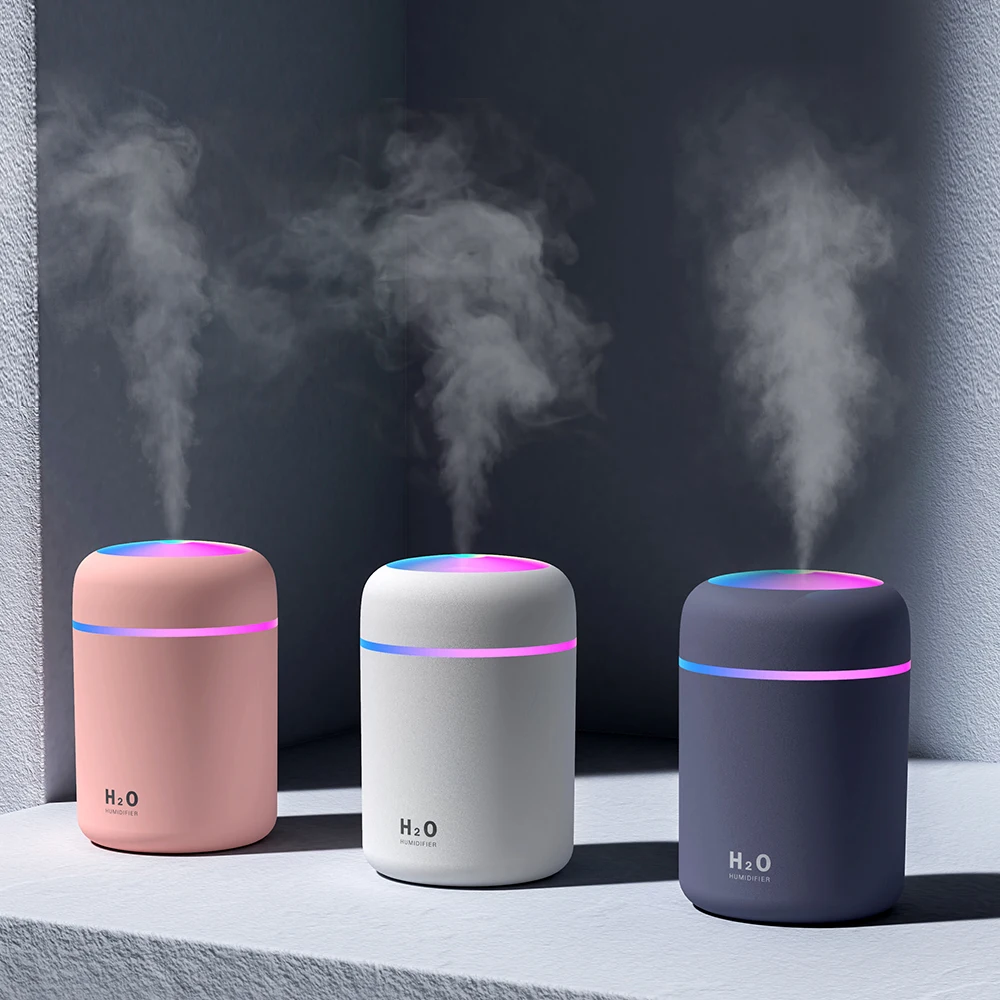 C2 Portable 300ml Electric Air Humidifier Aroma Oil Diffuser USB Cool Mist Sprayer with Colorful Night Light for Home Car