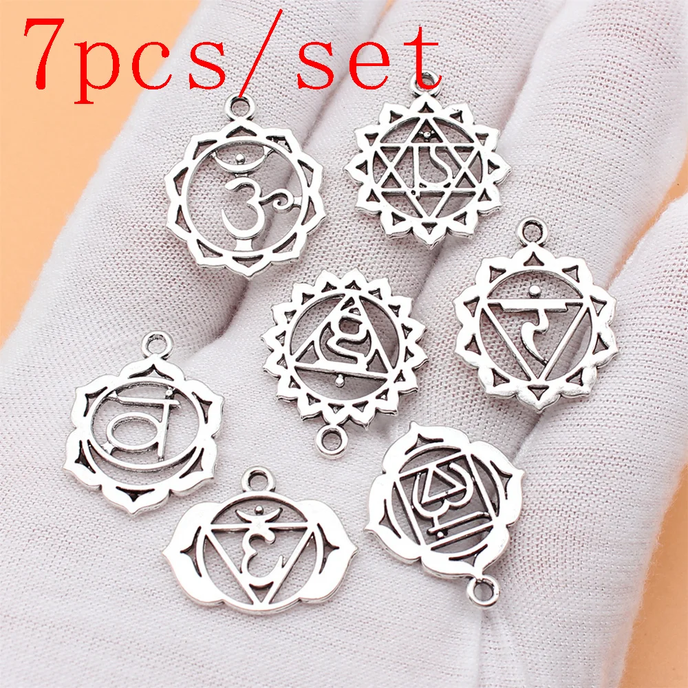 

New In Jewelry Pendants Jewelry Making Supplies Chakra Charms 7pcs/set