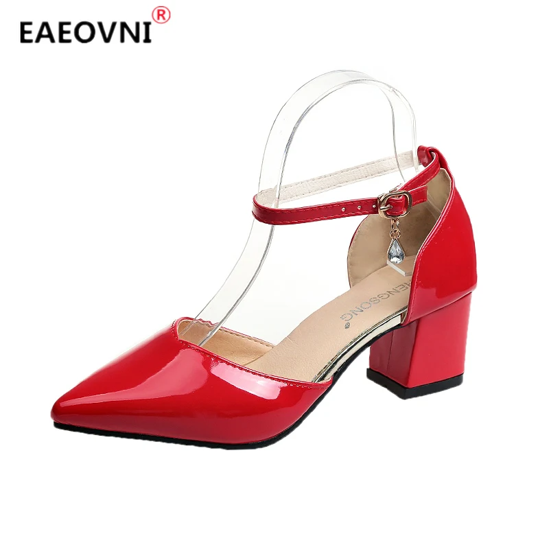 

Dress Women's Shoes Sexy High Heels Fashion 5.5cm Chunky Heel Sandals Summer 43 Plus Size Party Shoes Pointed Toe Platform Shoes