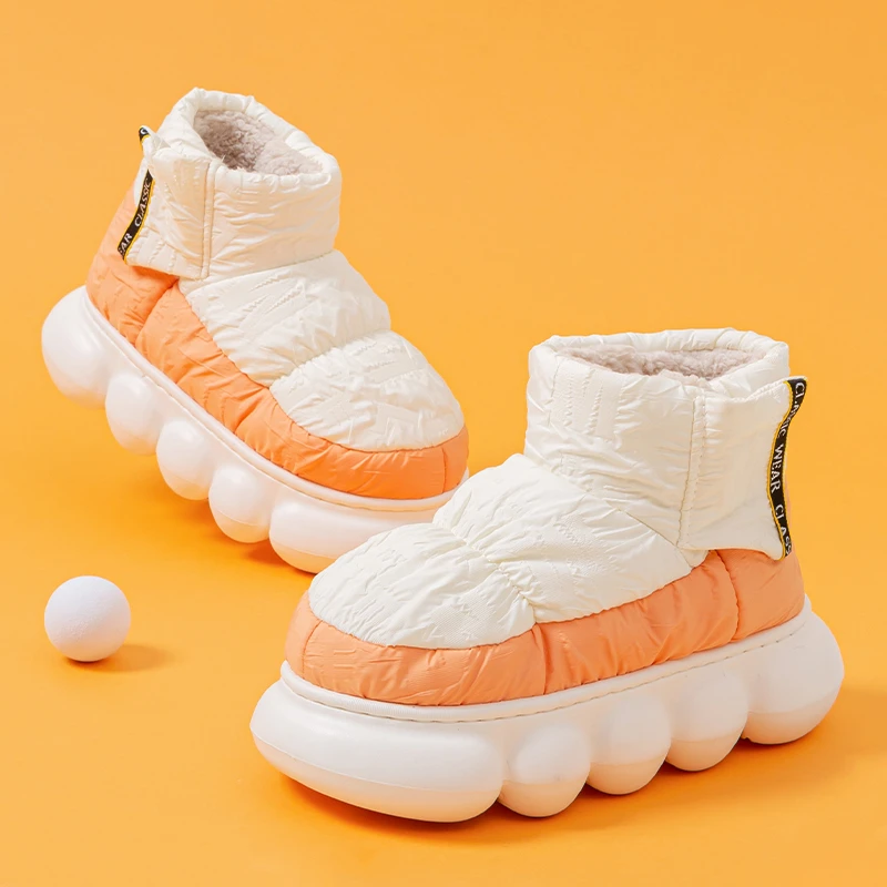 

Женские ботильоны на массивном высоком каблуке 5 см, зимняя мягкая женская хлопковая обувь на платформе, уличная Водонепроницаемая Несколь...