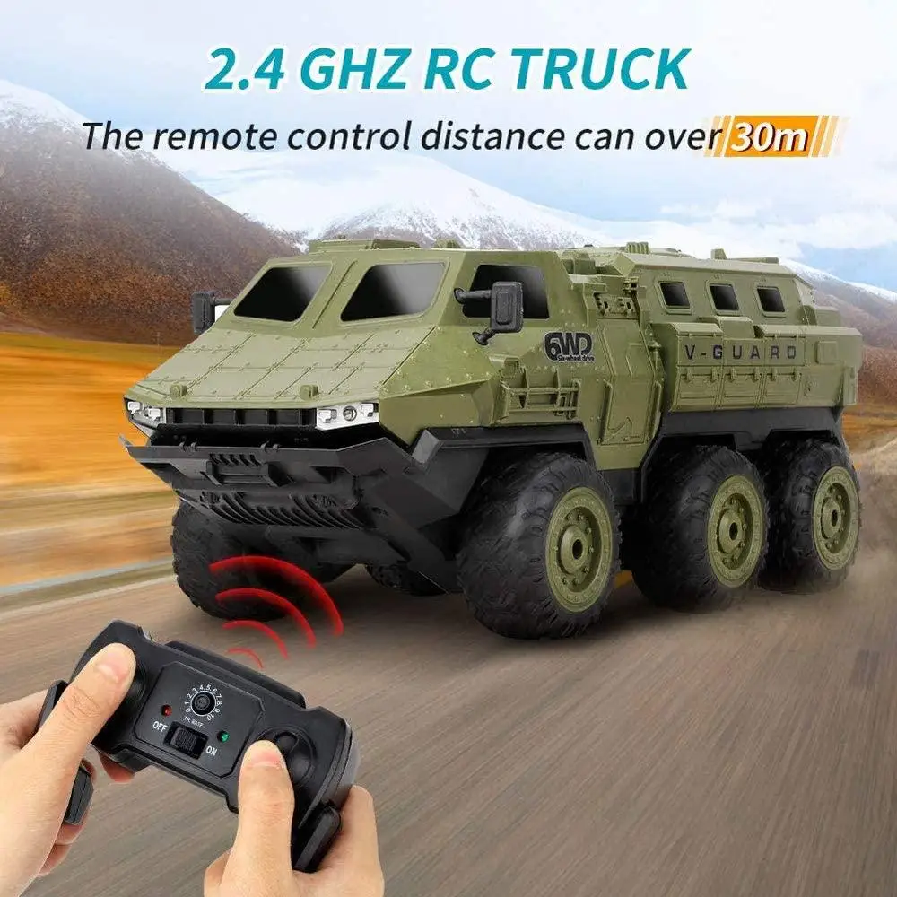 Six Wheel Army Truck 1/16 Remote Control Armored Vehicle Full Scale Six Drive Remote Control Stunt Climbing Car enlarge