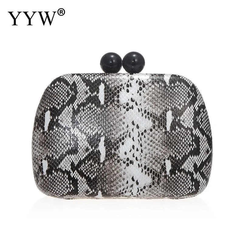 

Vintage Ladies Clutches Snake Pattern Clutch Bag With Chain Handbag Bag Durable Black Elegant Luxury Crystal Purse