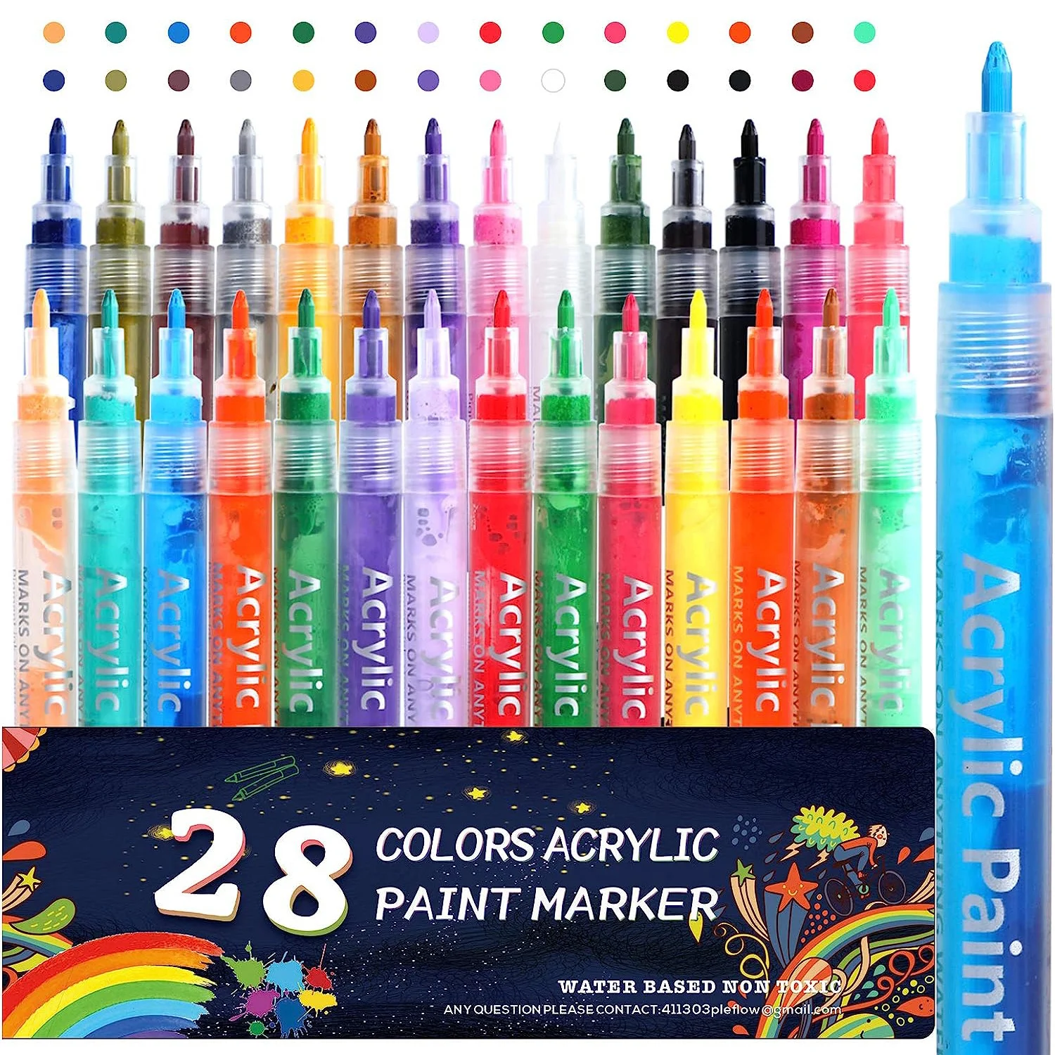 

Acrylic Paint Pens Markers Set for Rocks Painting,Ceramic,Glass,Wood,Canvas,Paper, 6-80 Colors Acrylic Paint Pen Set Water Based