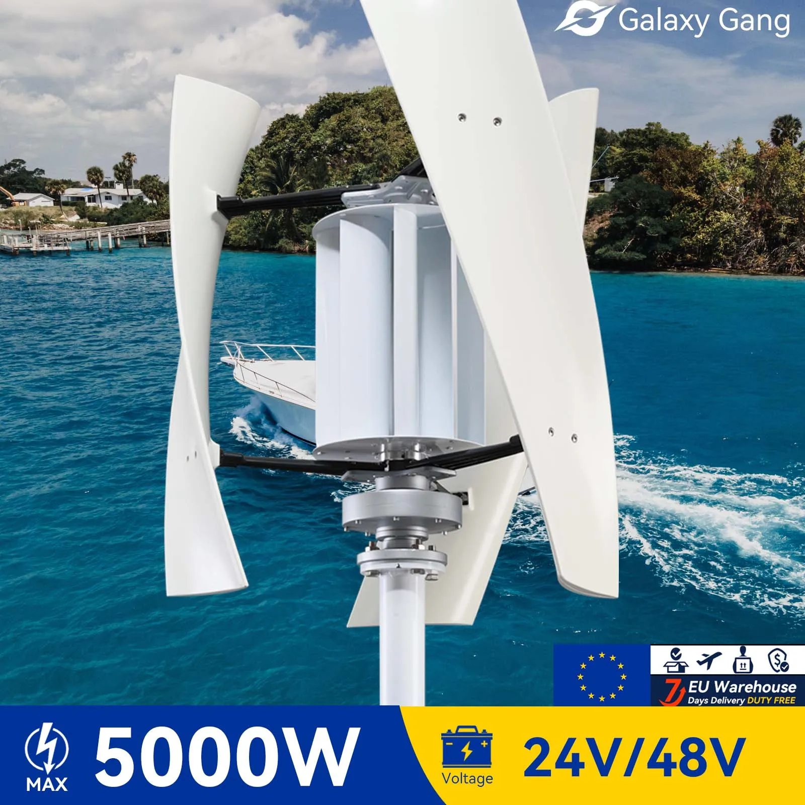 

Ветряная Турбина галактики Gang 5 кВт 5000 Вт с вертикальной осью maglevв, генератор высокого напряжения 24 В 48 В с гибридным контроллером заряда GGX5