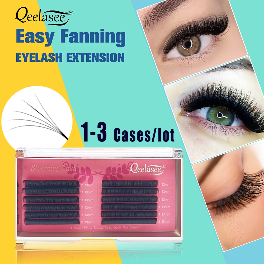 

Qeelasee Bloom Easy Fanning Eyelashes Austomatic Flowering Volume Mink Individual False Lashes Natural Eyelash Extension Cilios