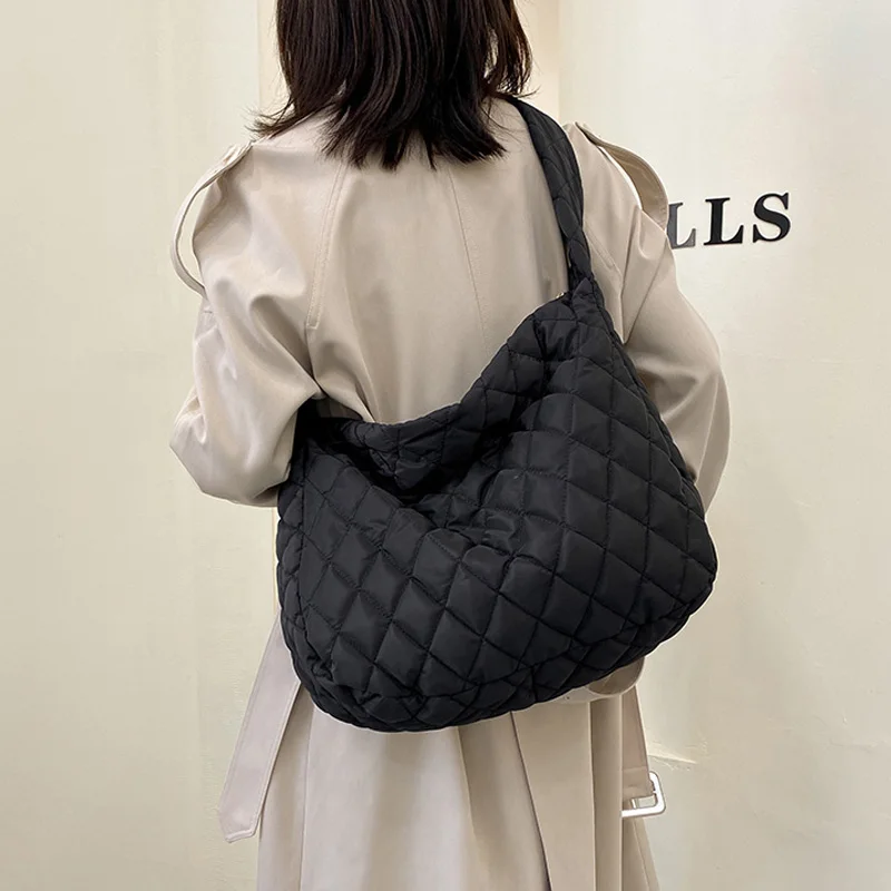 

Женская нейлоновая сумка-тоут, однотонный вместительный саквояж на плечо, Роскошный дизайнерский модный чемоданчик кросс-боди