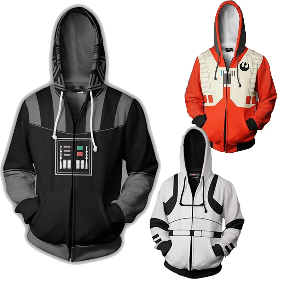 

2019 Star Costumes Mens clothes Sweatshirts Cosplay Zipper Hoodies Fashion 3D Print Harajuku Mens Jacket Boys Coat