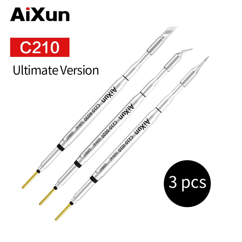 

AiXun C210 Soldering Iron Tips Red Copper Material Tin Plating Handle Replace Soldering Station Welding Tip Replacement Parts