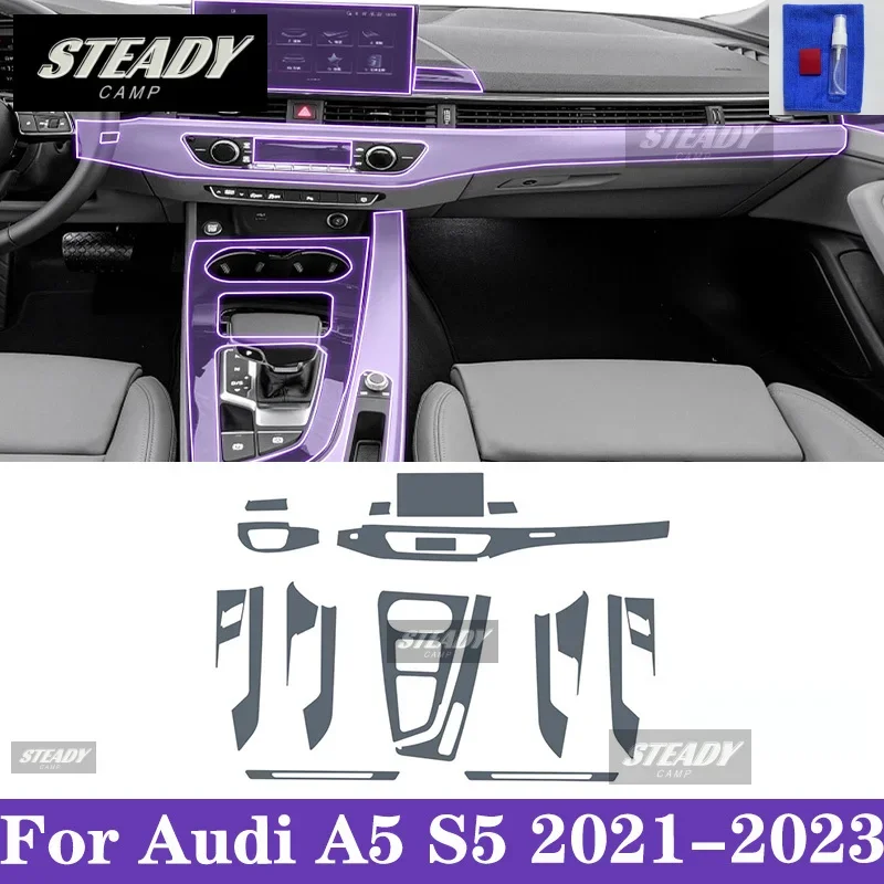 

Для Audi A5 S5 2021-2023 салон автомобиля, центральная консоль, прозрачная защитная пленка из ТПУ, краска, наклейка против царапин, ЖК-экран PPF