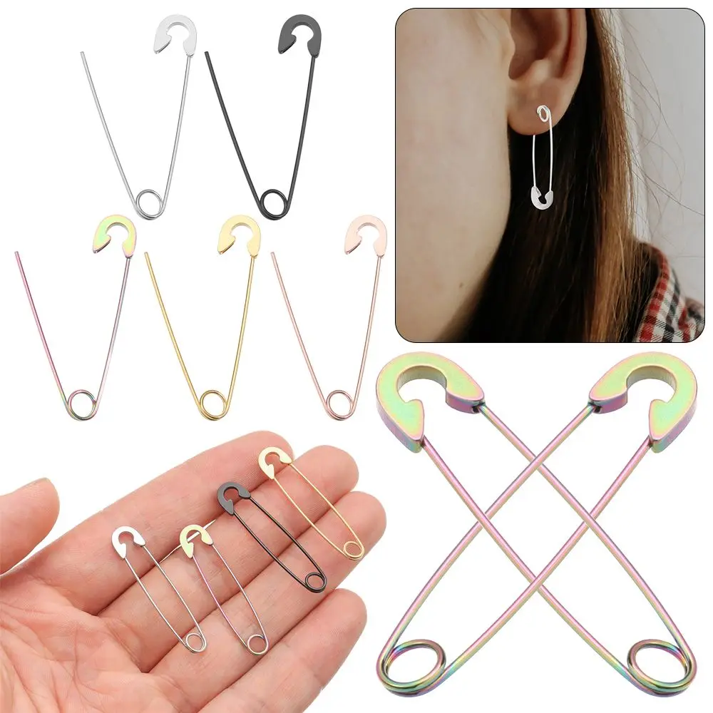 

Stainless Steel Punk Pin Earrings Unique Design Paperclip Safety Steel Stud Fashion Earrings Elegant Women Man Rock Piercing Ma