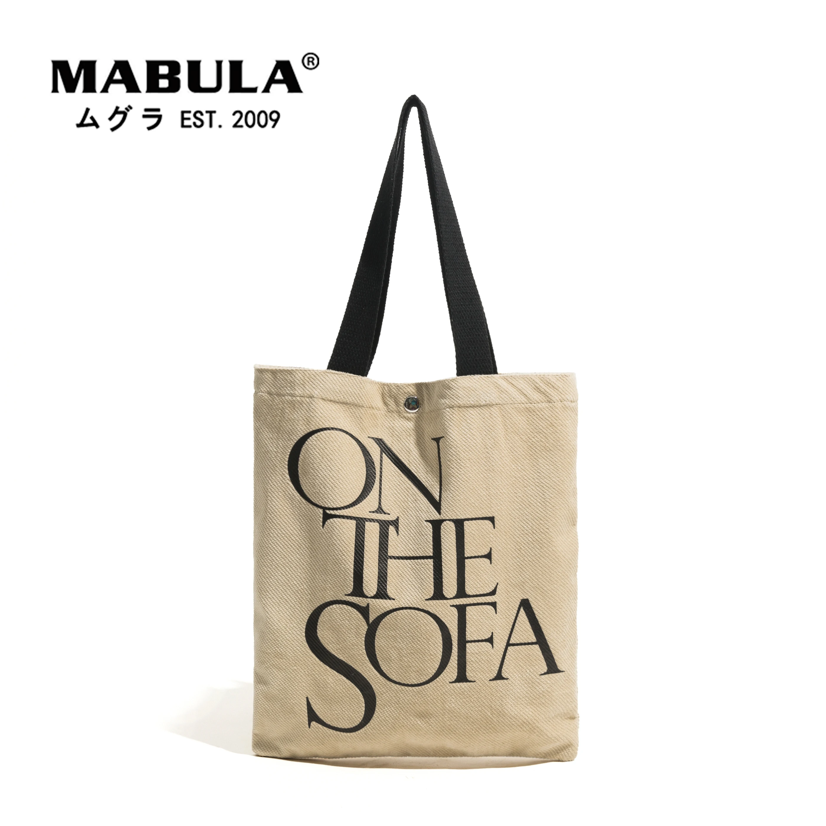 

Женская холщовая сумка-шоппер MABULA с буквенным принтом, портативная многоразовая большая сумка через плечо для работы, повседневная сумка-т...