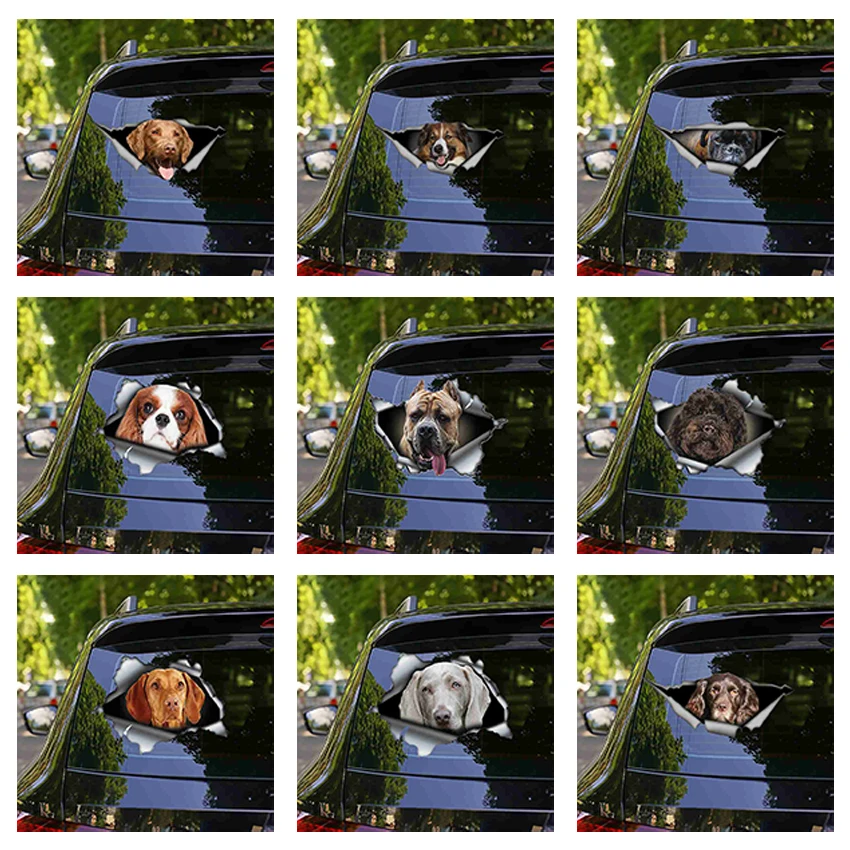 

Виниловая наклейка с изображением животных, собаки, головы на трещинах, автомобильные наклейки, аксессуары для мотоциклов, украшение окна, ...