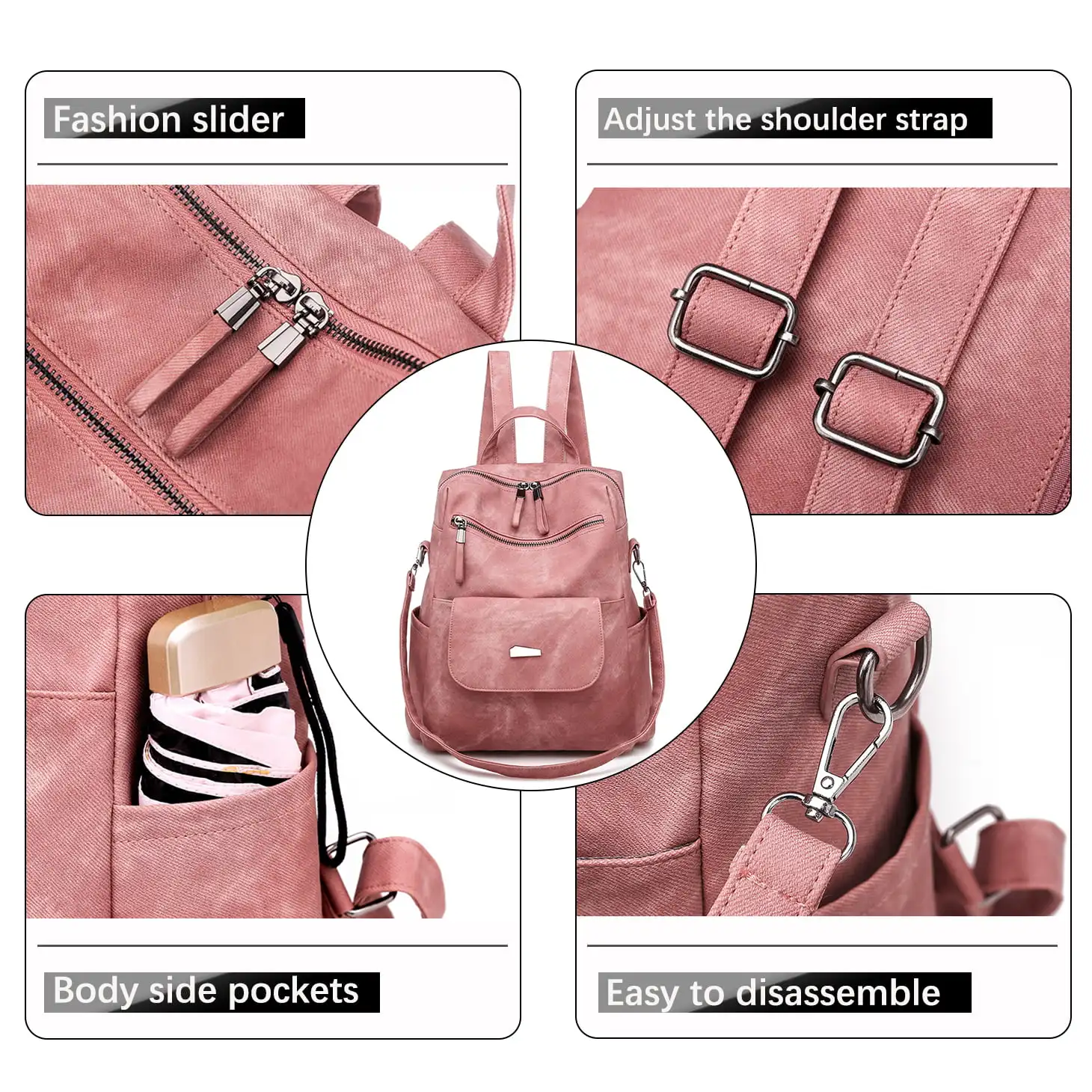 Women Backpack Purse PU Leather Designer Anti-theft Travel Backpack Fashion Shoulder Handbag