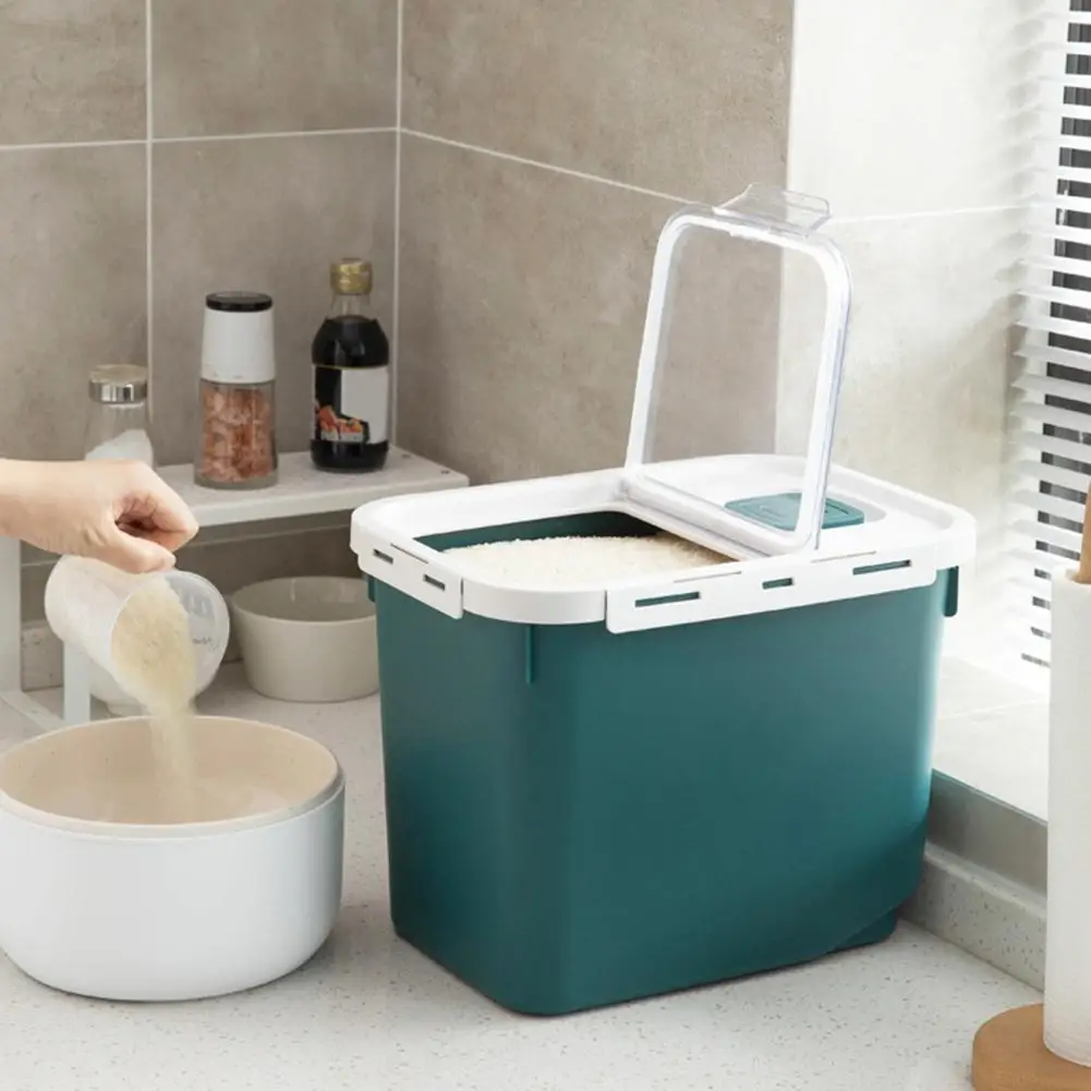 

Bottles Jars Boxes Storage Box Wheel Design High Sealing PP Rice Grain Storage Box Kitchen Storage Organization