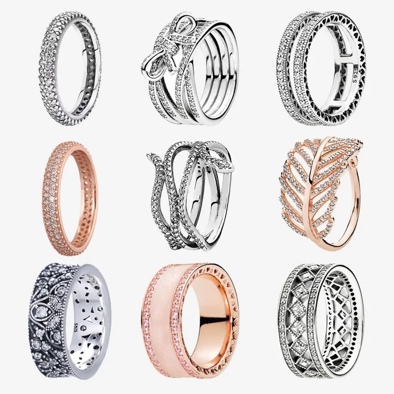 

Authentic 925 Sterling Silver Glittering Snake Leaf Bow Ring For Women's Engagement Jewelry Anniversary