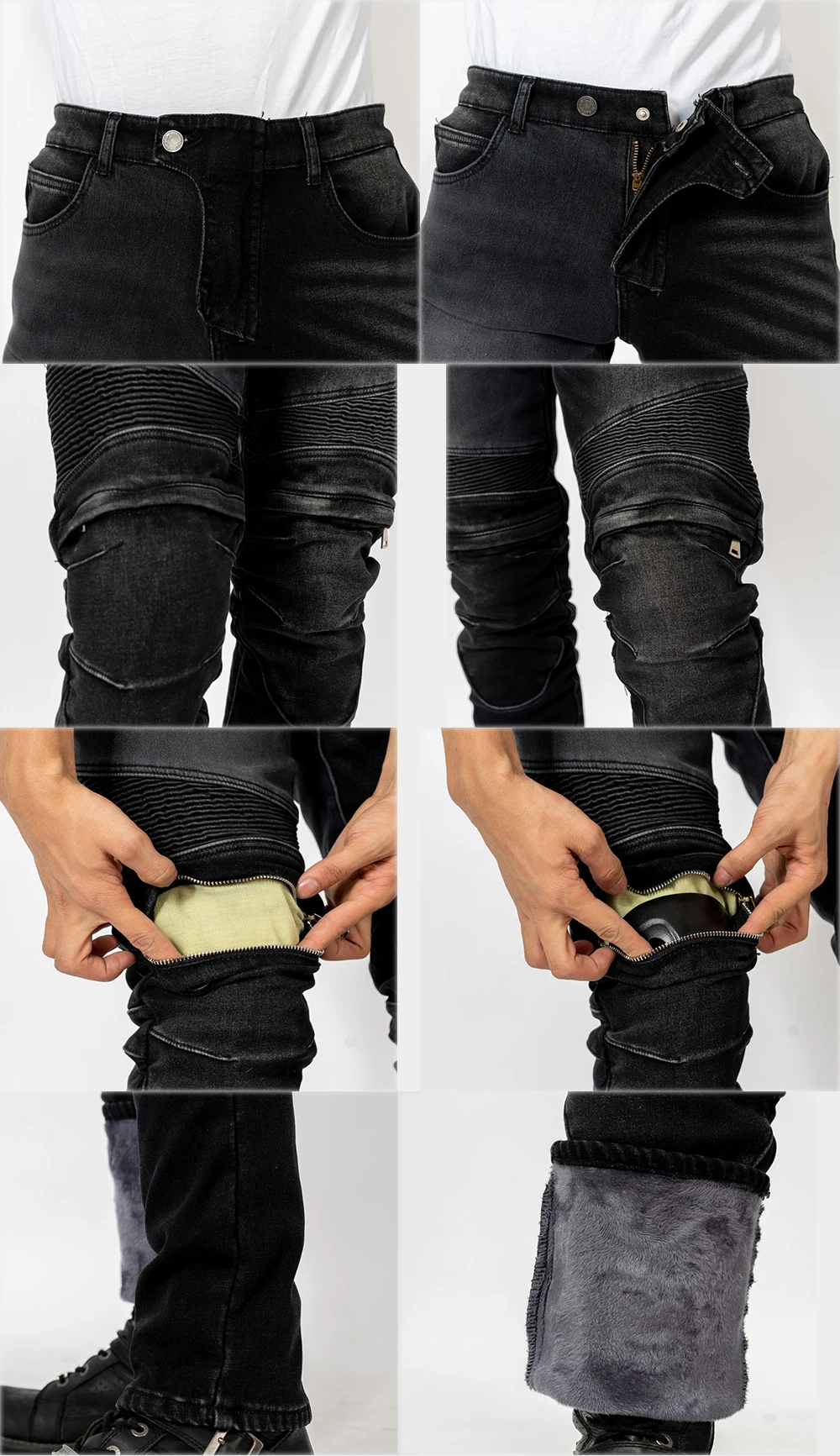 LOMENG Motorcycle Pants Winter Motorcycle Riding Jeans Kevlr Wear Plus Velvet Men's Pants Trousers With  Protection LM01